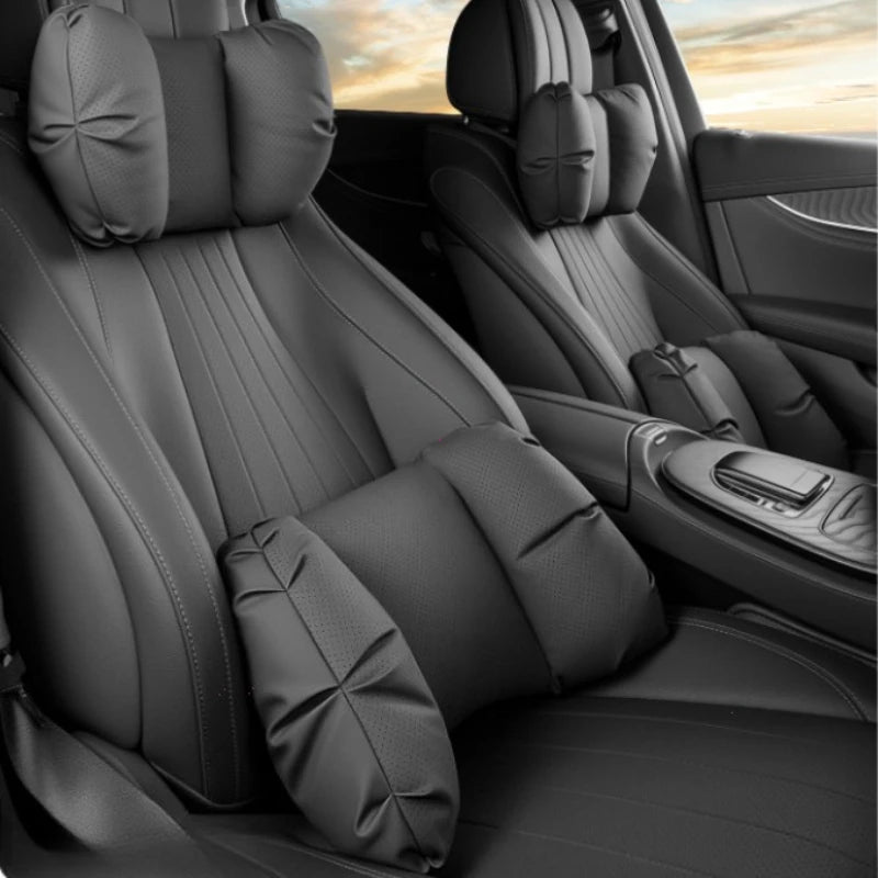 Coussin de tête de siège auto universel de haute qualité, oreiller de nuque en cuir perforé respirant, support lombaire pour voiture