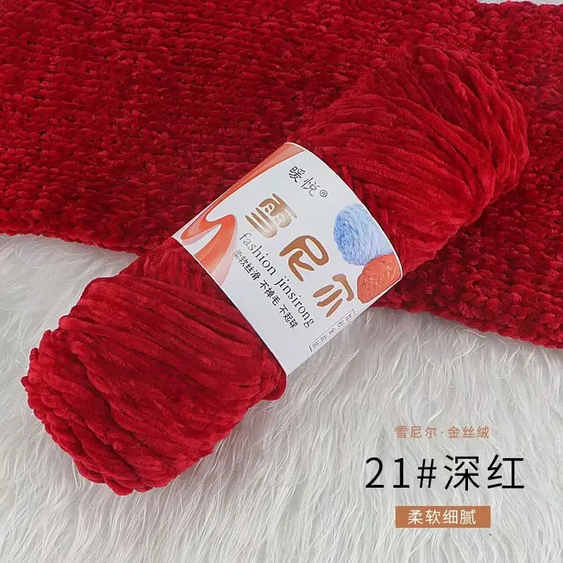 Fil de Velours en Polyester Mélangé de Coton Chenille, Crochet Ogo Doux pour Bébé, Fil Optique pour Écharpe, Bricolage Fait à la Main, 100 g/Rouleau