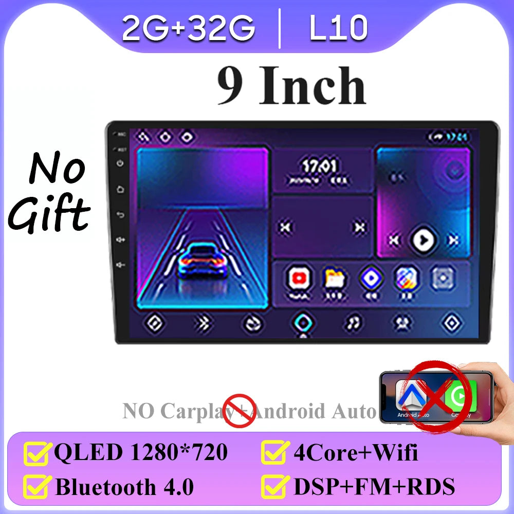 Android 16 universel 9/10 pouces autoradio CarPlay autoradio Android Auto GPS lecteur multimédia 2 DIN WiFi lecteur QLED écran BT