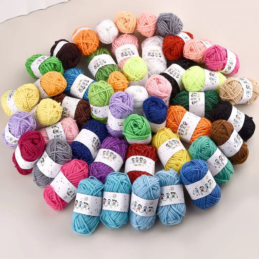 Ensemble de fils à tricoter au Crochet pour enfants, 12 couleurs, matériel coloré pour travaux d'aiguille, artisanat, boule de laine, chapeau, poupées, couture douce