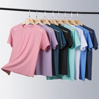 T-Shirt de course réfléchissant pour femmes, haut de Sport en soie glacée à haute élasticité, respirant, à séchage rapide, pour l'été, Cool, T-Shirt actif à manches courtes