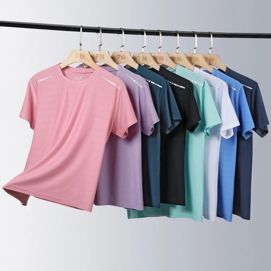 T-Shirt de course réfléchissant pour femmes, haut de Sport en soie glacée à haute élasticité, respirant, à séchage rapide, pour l'été, Cool, T-Shirt actif à manches courtes