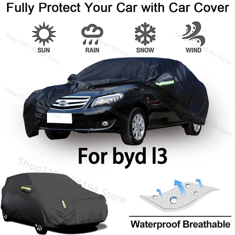 Housse de voiture complète pour BYD L3, équipement de protection extérieur, anti-neige, pare-soleil, étanche et anti-poussière, accessoires automobiles