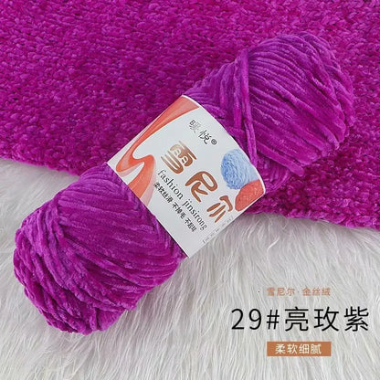 Fil de Velours en Polyester Mélangé de Coton Chenille, Crochet Ogo Doux pour Bébé, Fil Optique pour Écharpe, Bricolage Fait à la Main, 100 g/Rouleau