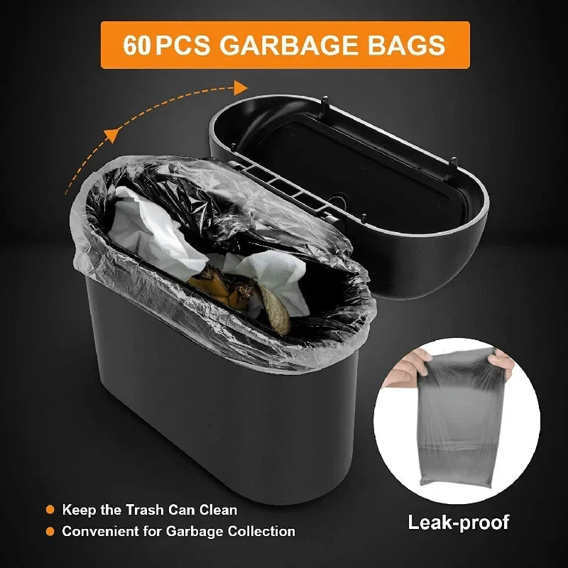 Poubelle de voiture (avec couvercle), 1/2/3 pièces, contient 60 (300) sacs poubelles, poubelle de petite voiture, Mini accessoires de voiture anti-fuite