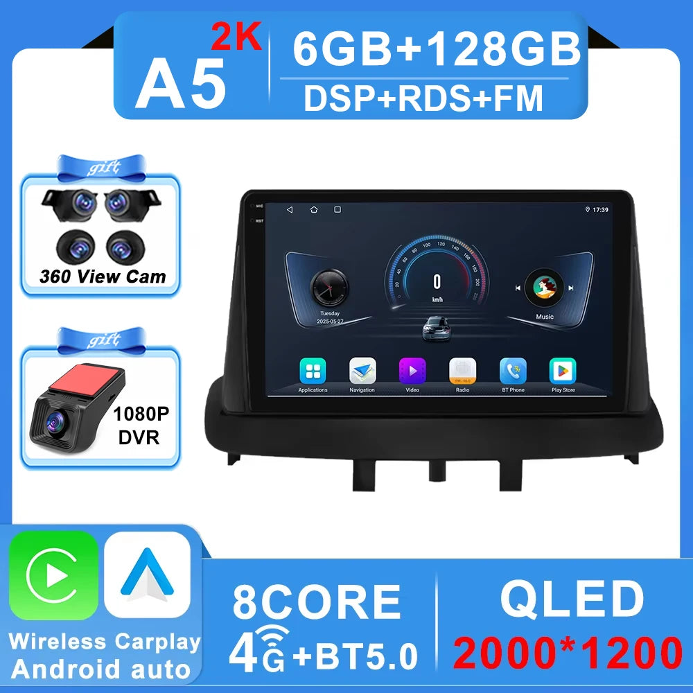 Android 16 pour Renault Megane 3 Fluence Samsung SM3 2008 - 2017 lecteur multimédia DSP CarPlay GPS autoradio