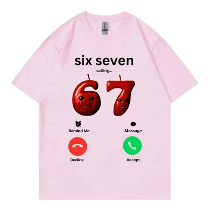 67 appelle drôle Meme T-shirt hommes femmes haute qualité mode surdimensionné T-shirts été décontracté coton à manches courtes T-shirts