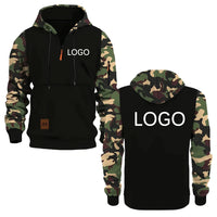 Personnalisez votre logo, sweats à capuche pour hommes, sweat-shirts à panneaux camouflage, embellissements à fermeture éclair tendance, streetwear, cadeaux personnalisés pour hommes