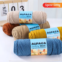 500g contient 5 écheveaux de fil de laine d'alpaga épais, 245 aiguilles, fil à tricoter, fil de matériel de bricolage pour pulls à tricoter, fil pour la fabrication de pulls en laine, grands manteaux, châles, chapeaux,