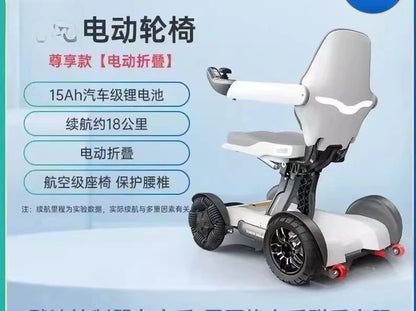 Fauteuil roulant électrique pliant automatique avec télécommande pour téléphone portable, scooter à quatre roues handicapé