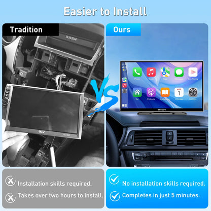 7 "/9" pouces Portable sans fil Carplay Android Auto écran HD autoradio multimédia MP5 lecteur vidéo caméra de recul arrière DVR