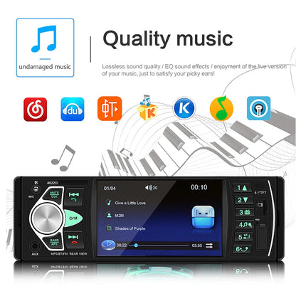 Podofo Autoradio 1 Din MP3 4.1 pouces FM Audio stéréo lecteur Bluetooth Autoradio Support caméra de recul volant Contral