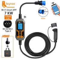 Fey123-Chargeur EV portable Vope2, boîtier mural EVSE, charge de synchronisation intelligente, contrôle du courant réglable, Wi-Fi, maison et extérieur, 32A, 7KW