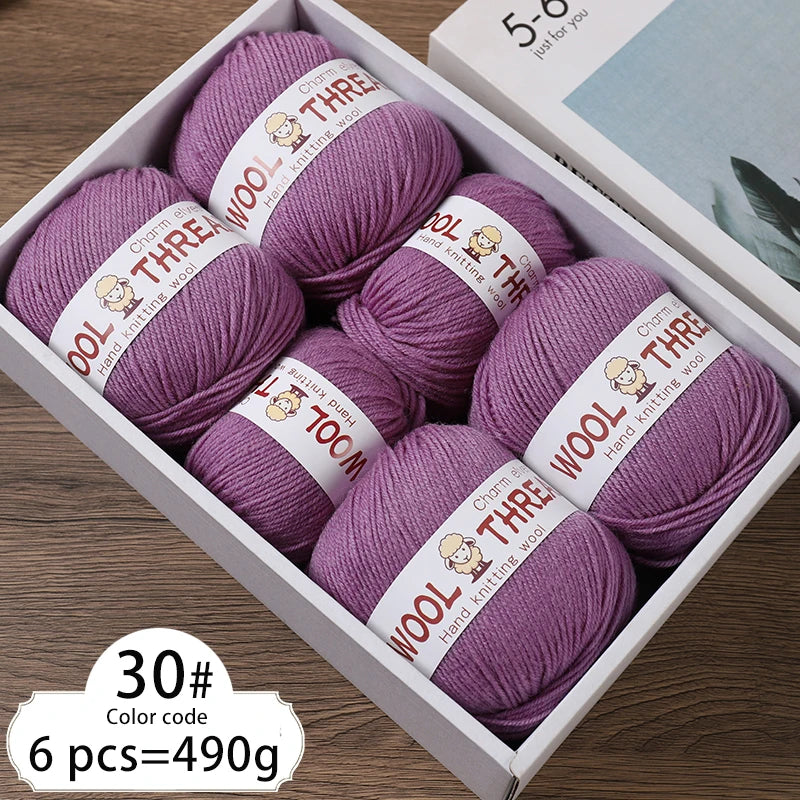 Fil de laine d'aldéhyde moyen, production de bricolage fin, tricoté à la main, pull chaud à la mode, écharpe et chapeau, boule de fil, 500g