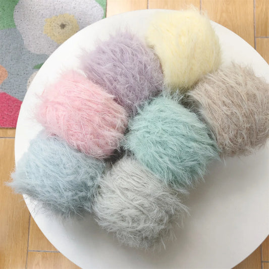 Boule de fil mixte à la main en molleton de vison, laine fine, fil crocheté à la main, cheveux longs, imitation polaire de vison, fil spécial pour bricolage