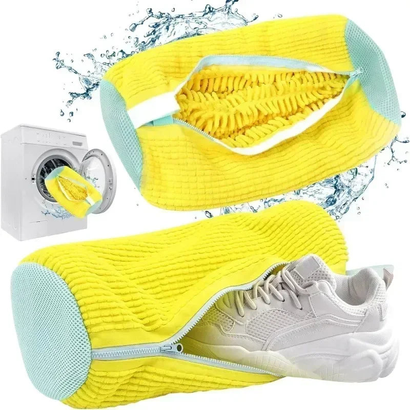 Sac de lavage de chaussures, filet rembourré, protecteur de chaussures à linge, fibre moelleuse, polyester, machine à laver les chaussures, sac à linge, sac de séchage