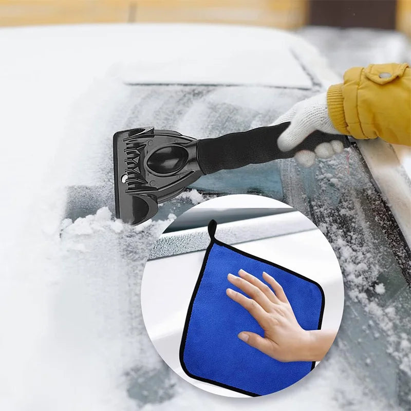 Grattoirs à glace pour pare-brise de voiture, grattoir à neige avec serviette, véhicule, outils d'élimination du gel de neige, Mini brosse à glace, pelle, utilisation en hiver