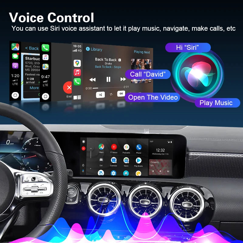 CarPlay Android Auto sans fil, pour Mercedes Benz classe A W177 2019 – 2022 MBUX NTG6.0, avec lien miroir, Airplay, avec nouveau UI, dernier modèle