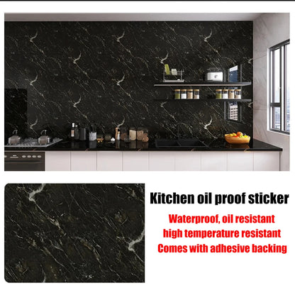 Autocollants muraux en marbre résistants à l'huile pour cuisine, 40cm, papier peint auto-adhésif résistant aux taches, haute température, décoration de la maison