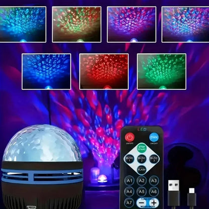 Projecteur LED Ciel Étoilé RGB Galaxie Lampe d'Ambiance Projection Noël Halloween Télécommande 7 Couleurs Rotation Automatique Maison