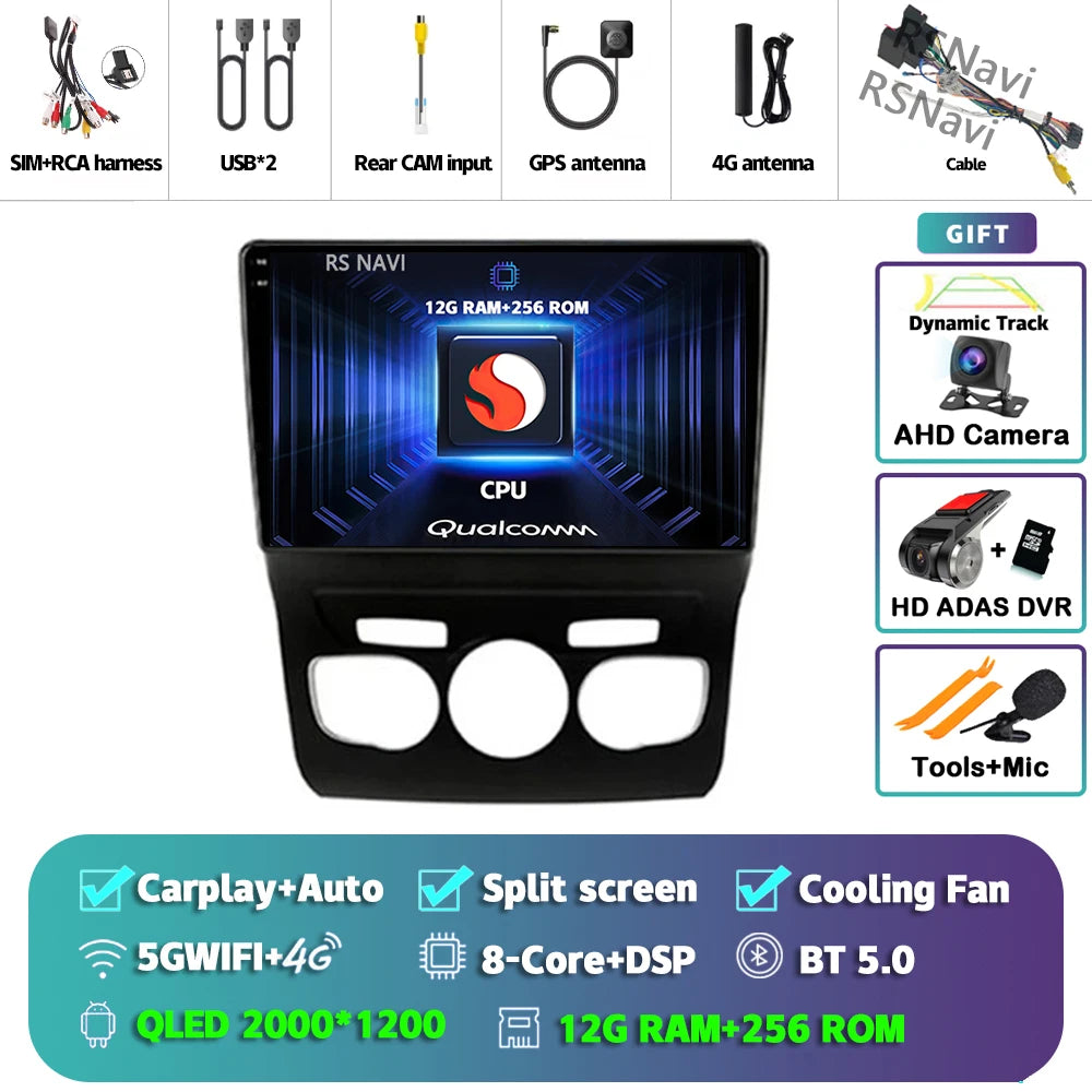 Android 15 Carplay DSP WIF + 4G autoradio GPS lecteur multimédia pour citroën C4 C4L DS4 2013 2014 2015 2016 2017 caméra stéréo 360