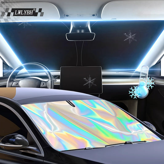 Pare-soleil de pare-brise de voiture, couverture de parapluie de fenêtre avant de voiture pliable, bloc UV thermique, Parasol de voiture, rideaux de Protection automobile, fournitures