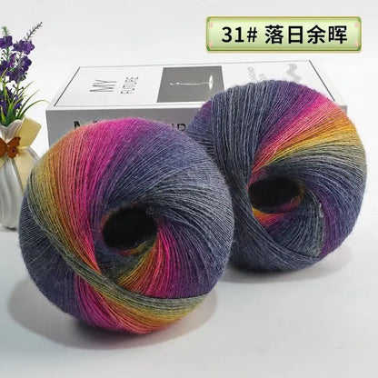Fil de laine arc-en-ciel 200 g/ensemble, pour tricoter, châles, écharpes, pulls, vestes, chapeaux, bricolage, fil de teinture à Segment doux et confortable
