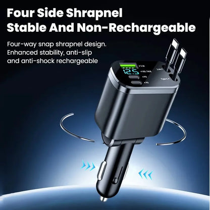 Chargeur de voiture rétractable 120W 4/5 en 1, câble USB C pour IPhone Huawei Samsung, cordon de Charge rapide, adaptateur allume-cigare PD QC3.0