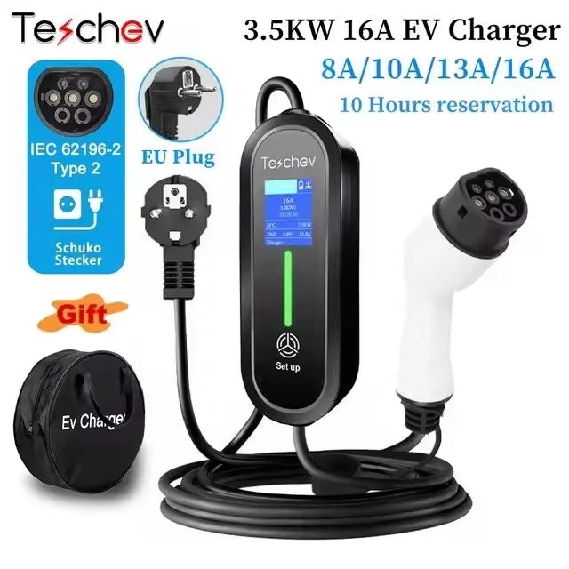 Chargeur de voiture Portable GBT Type 1 Type 2, 16a, EV Portable avec câble de 3.5M 5M, Station de recharge de voiture réglable en courant