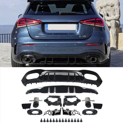 Lèvre de diffuseur de pare-chocs arrière de Style A45 A35 avec embouts d'échappement pour Mercedes Benz W177 A160 A180 A200 A220 A250 hayon 2019 +