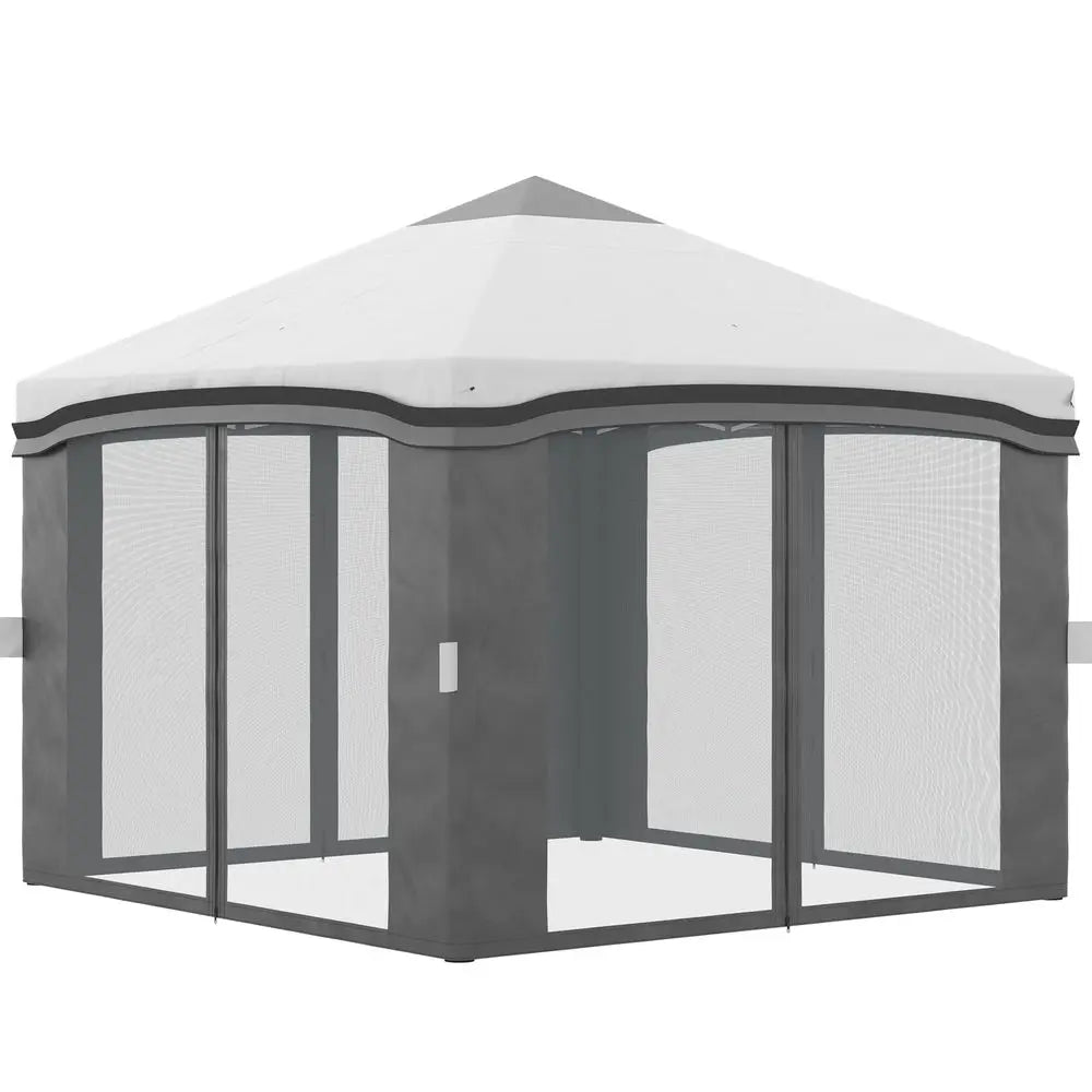 10 x 10 Pop Up Canopy Tent with Netting, Instant Tents for Parties, Height Adjustable, with Wheeled Carry Bag and 4 Sand Bags f