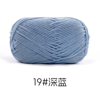 Pelote de Fil de Coton de Lait Peigné à 4 Brins, Laine Douce pour Crocheter et Tisser à la Main, 50g Chacun. 120M)