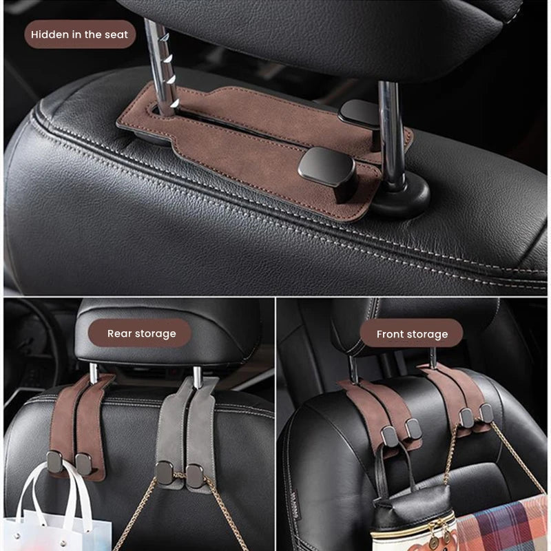Crochet de voiture 2 en 1 pour siège arrière de voiture, Clip de suspension pour appui-tête, support universel à Double crochets, rangement d'accessoires d'intérieur de voiture