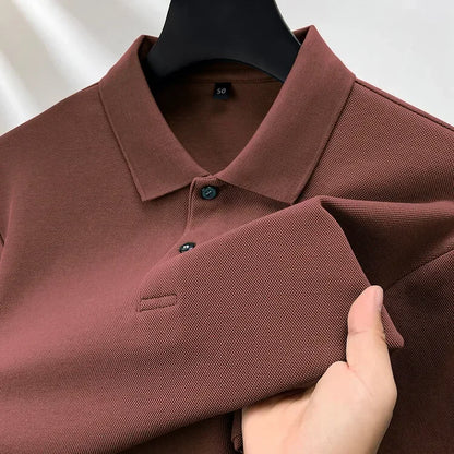 قميص بولو قطني بأكمام طويلة، تي شيرت بياقة قابل للتنفس، مثالي لرياضة الجولف، متين، للاستخدام اليومي في الفصول الأربعة، 100%