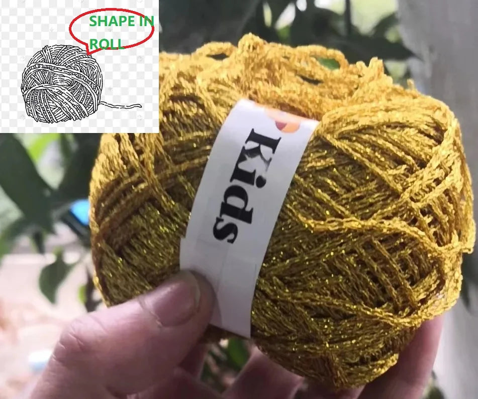 Modules de fil métallique en laine de coton doré et argenté, fil au crochet, paillettes, tissé à la main, sac artisanal, coloré, unique, boule de 50g, livraison gratuite