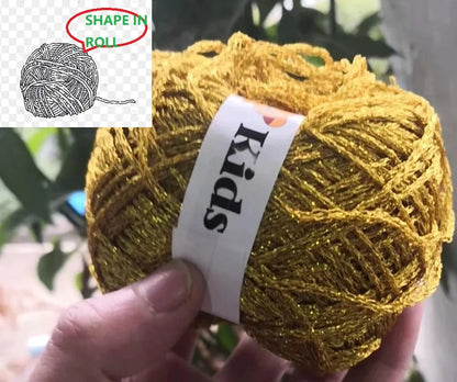Modules de fil métallique en laine de coton doré et argenté, fil au crochet, paillettes, tissé à la main, sac artisanal, coloré, unique, boule de 50g, livraison gratuite