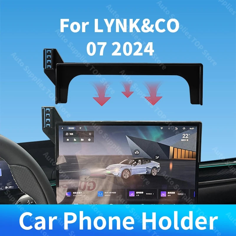 Support de téléphone de voiture avec écran de 15.4 pouces, pour LYNK & CO 07 2024, chargeur sans fil universel, support par gravité, accessoires d'intérieur automobile