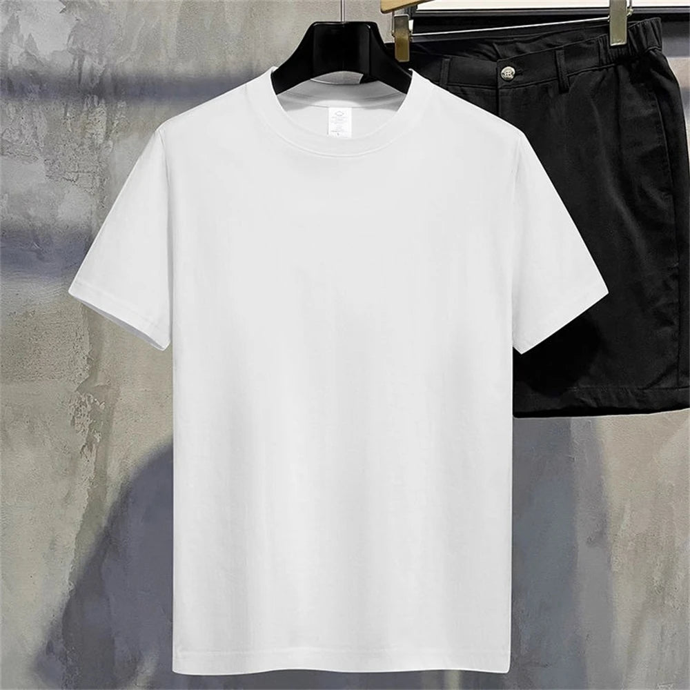 Hommes t-shirt été couverture en coton femmes couleur unie t-shirts vierges col rond à manches courtes Couple haut blanc t-shirts