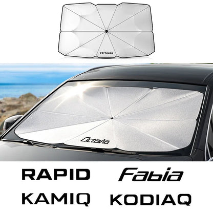 Pare-soleil de pare-brise de voiture, pare-soleil avant intérieur de voiture pour Skoda Octavia Fabia Rapid Superb Kodiaq Scala Karoq Citigo Kamiq Enyaq