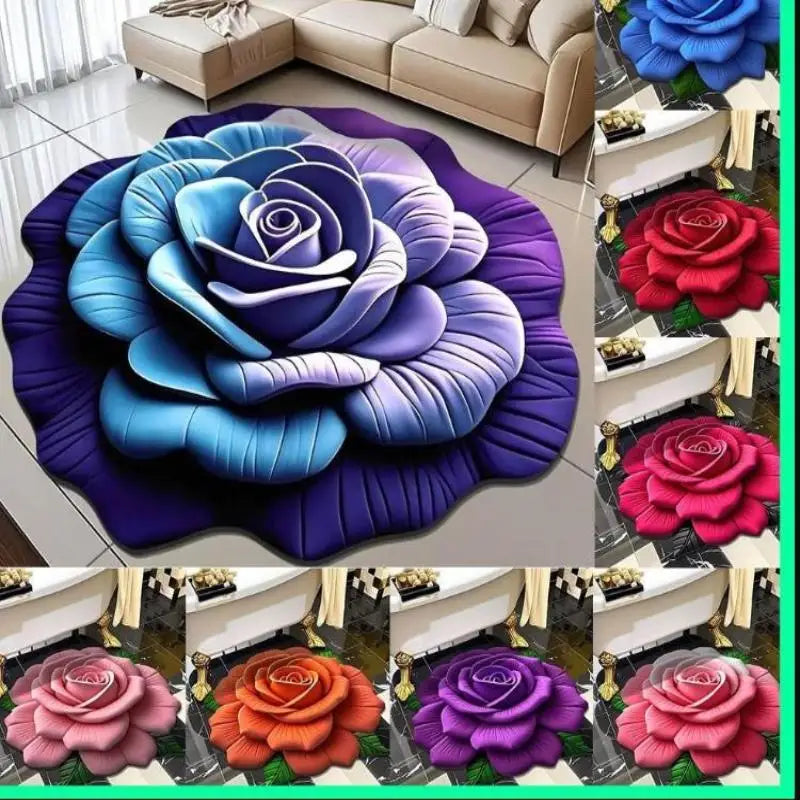 Tapis de sol en forme de fleur, tapis de sol en forme de pivoine souple, durable, 40x40cm/60x60cm, antidérapant, absorbant, pour salle de bain, salon