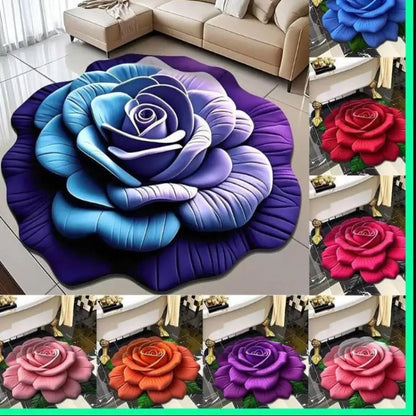 Tapis de sol en forme de fleur, tapis de sol en forme de pivoine souple, durable, 40x40cm/60x60cm, antidérapant, absorbant, pour salle de bain, salon