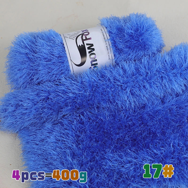 Fil de fausse fourrure 400g, fil de plumes, fil de cils, fil épais pour tricoter à la main, adapté au tricot de grands manteaux, pyjamas, foulards, chapeaux, châles, gilets