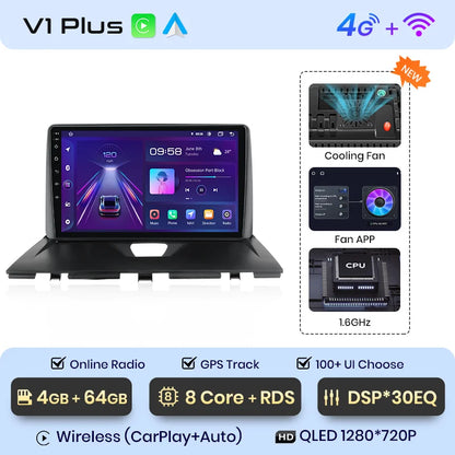 Junsun-V1 AI Voice Wireless CarPlay Android Auto Radio, KIT Rods 2007, 2008, 2009, 2010-2016, 4G, Système intelligent de voiture, GPS