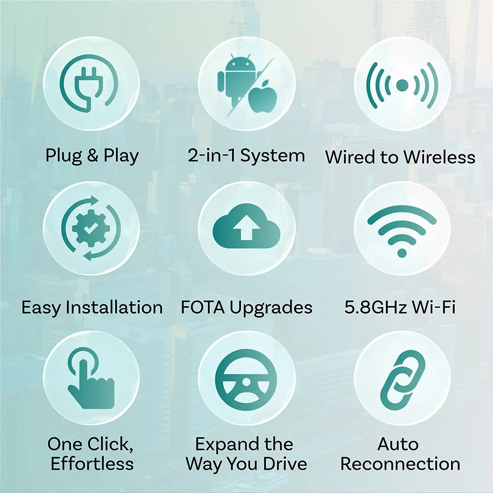 Adaptateur sans fil CarPlay et Android Auto Ottocast Mini Dot Express, WiFi 6, BT 5.4, Plug & Play pour Audi, Toyota, VW, Nouveauté 2026