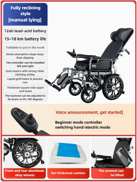 Fauteuil roulant électrique pliable pour handicapés, léger, Portable, haute résistance, puissance en acier, prix d'usine, pour adultes