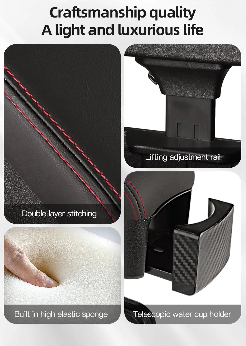 Organisateur de stockage d'espace de Console centrale de voiture réglable en hauteur avec plateau relevable Support de coude accoudoir pour SUV berline