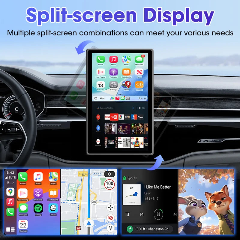 Jansite 9 "Android 13 4G + 64G voiture miroir Radio Carplay Android Auto lecteur écran rotatif GPS Navigation Support Tiktok TPMS BT