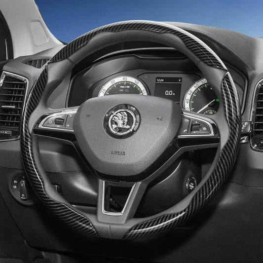 Housse de volant en fibre de carbone pour Skoda, avec design segmenté à dégagement rapide, durable, compatible avec Octavia, Kamiq, Fabia, Kodiaq, Karoq, Enyaq, Superb, Scala, Kushaq, Slavia, Elroq, Kylaq