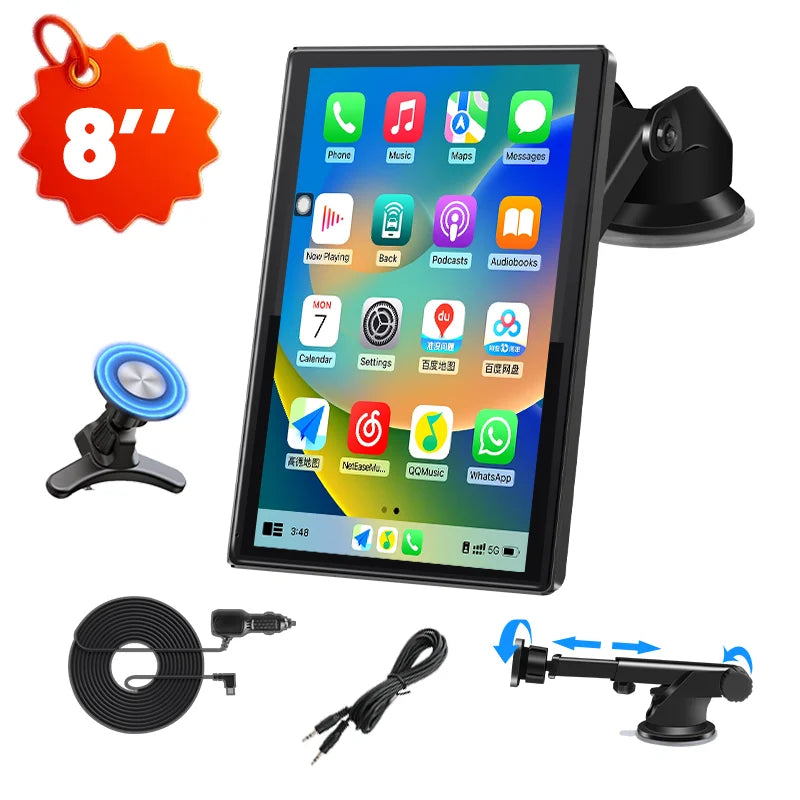 7/8/9 ''Support Orientation et Portrait voiture miroir Radio sans fil Carplay Android Auto multimédia lecteur vidéo écran universel