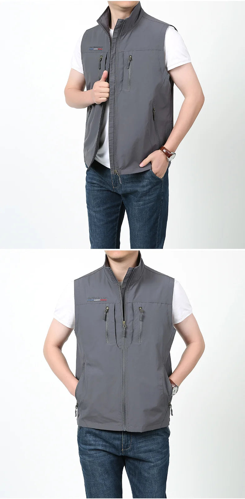 Grande taille hommes été en plein air randonnée gilet tactique multi-poches léger coque souple utilitaire voyage Safari Cargo gilet hommes